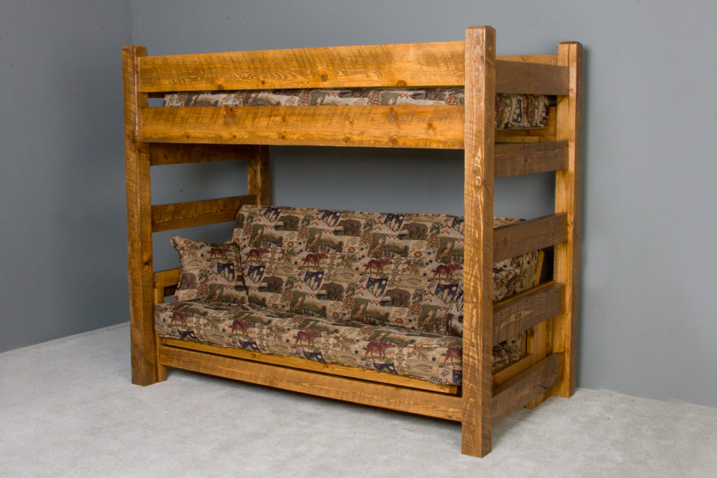 Barnwood Twin/Futon Bunk Bed Viking Log Furniture