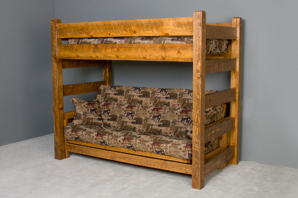 Barnwood Twin Futon Bunk Bed Viking, Twin Over Futon Bunk Bed Wood