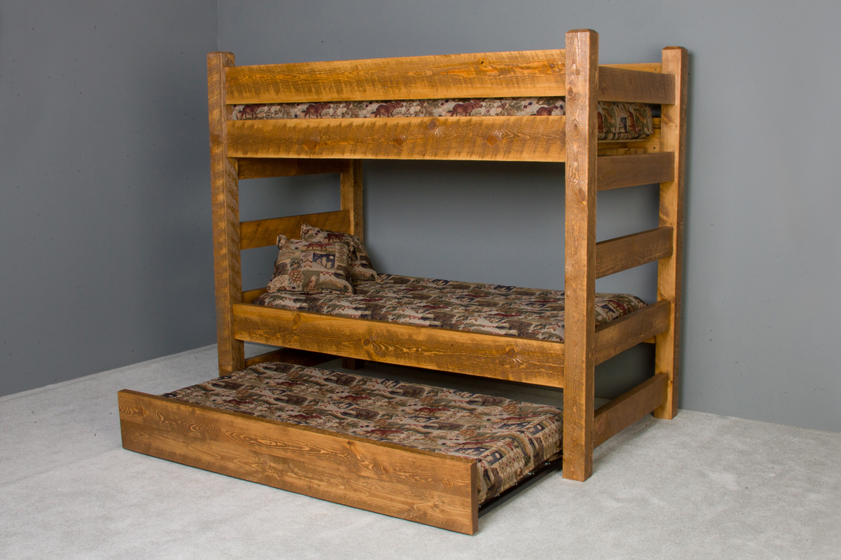 Barnwood Bunk Bed With Trundle Viking, Log Futon Bunk Bed