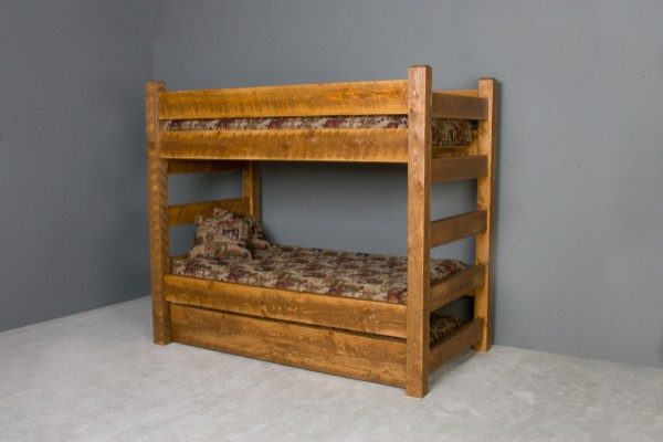 Barnwood Bunk Bed With Trundle Viking Log Furniture