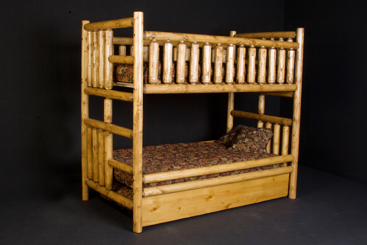 Log Bunk Bed With Trundle Viking, Log Futon Bunk Bed