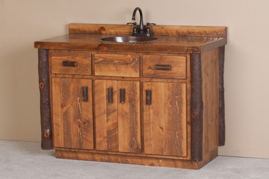 Sawtooth Hickory Bathroom Vanity With, Country Bathroom Vanity Cabinets