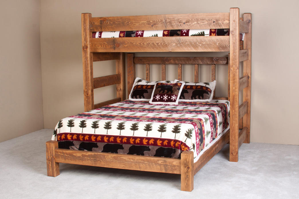 Barnwood Perpendicular Bunk Bed, Twin Over Full Perpendicular Bunk Bed
